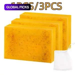 Turmeric Soap Bar, 3-Count Gentle Deep-Cleansing Hydrating Moisturizing Glowing Skin Soap for All Skin Types, Including Sensitive and Acne-Prone Skin, Body Cleansing Bar for Women and Men #GLOBAL PICKS